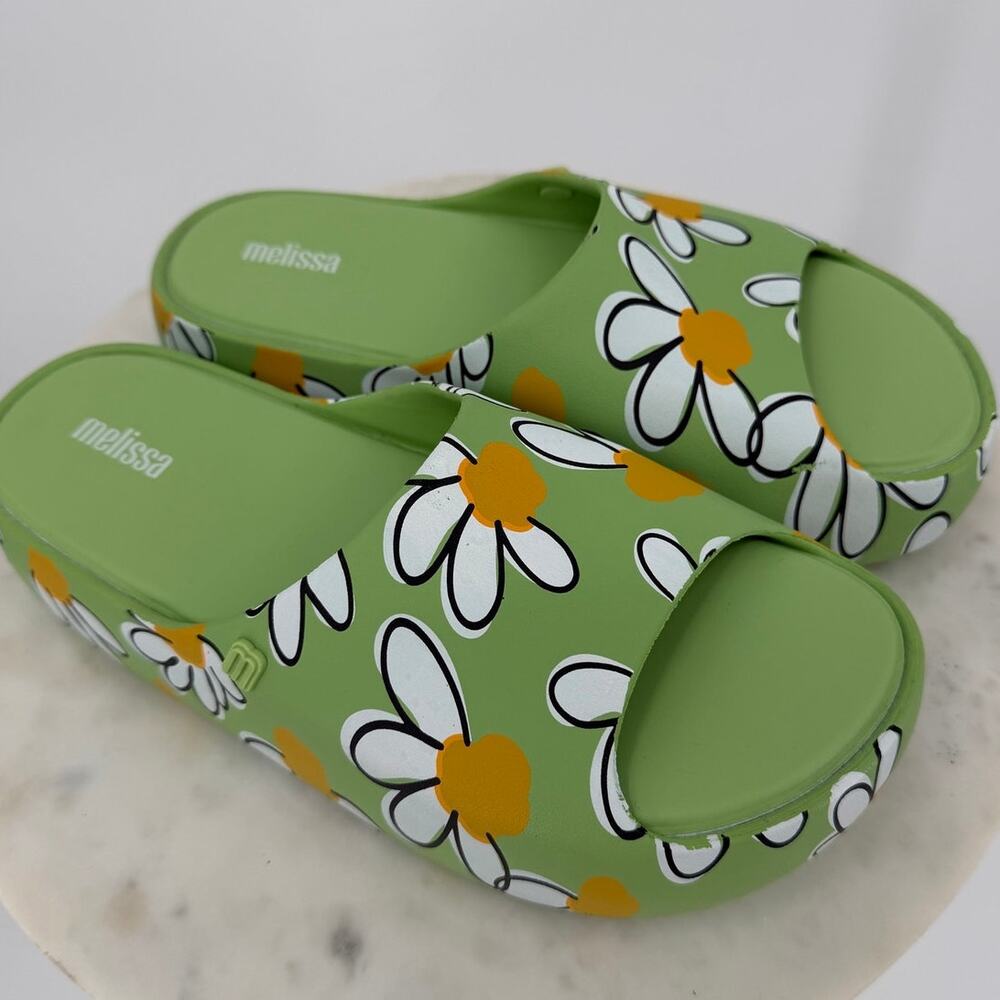 Melissa Free Print Daisy Platform Slide Sandals Green Size 8 - Picture 5 of 11